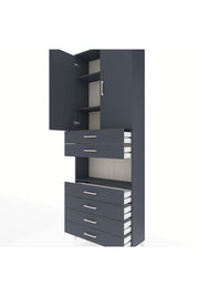 Arges Dolap 4 Raflı 6 Çekmeceli 2 Kapaklı 88x30x243 Antrasit-Antrasit