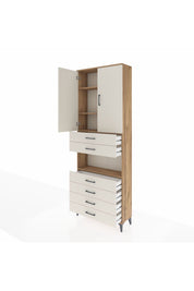 Arges Dolap 4 Raflı 6 Çekmeceli 2 Kapaklı 88x30x243 Çam-Aytaşı