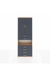 Arges Dolap 4 Raflı 6 Çekmeceli 2 Kapaklı 88x30x243 Çam-Antrasit