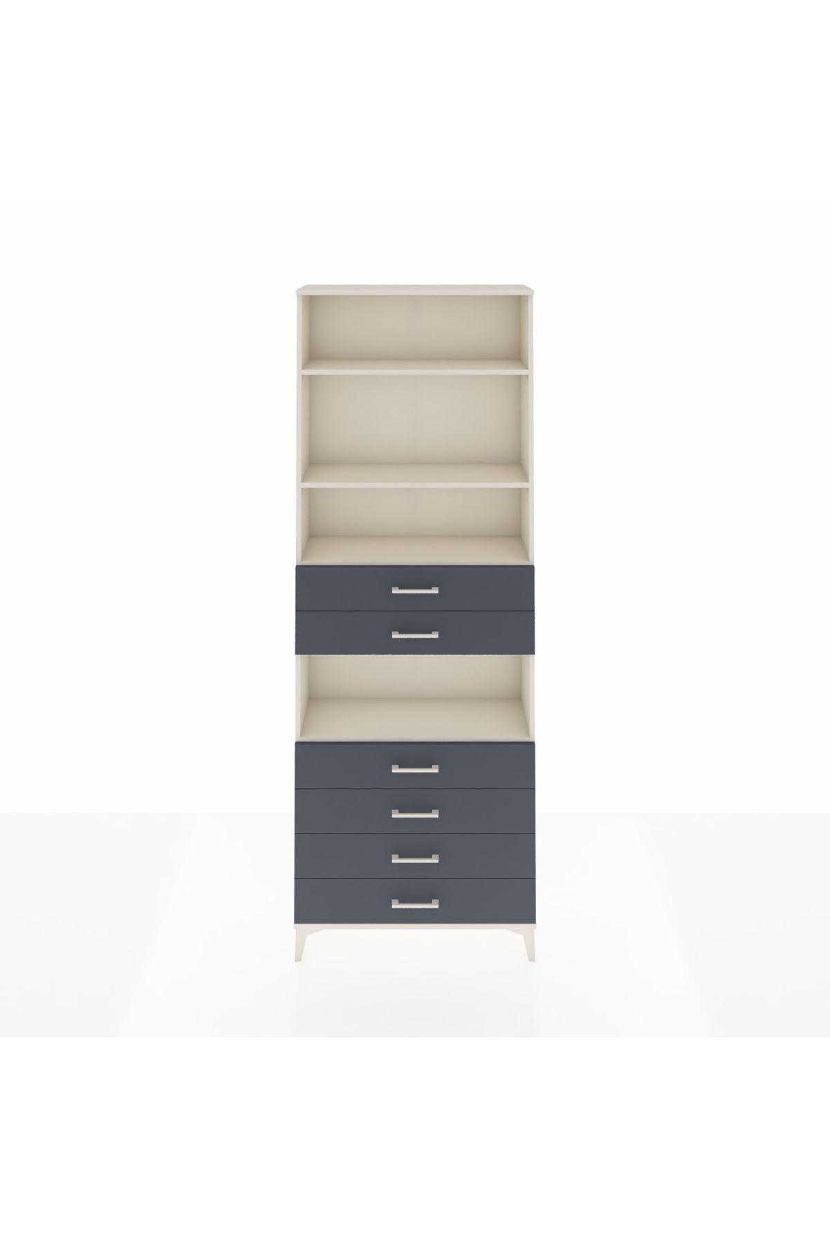 Arges Dolap 4 Raflı 6 Çekmeceli 88x30x243 Aytaşı-Antrasit