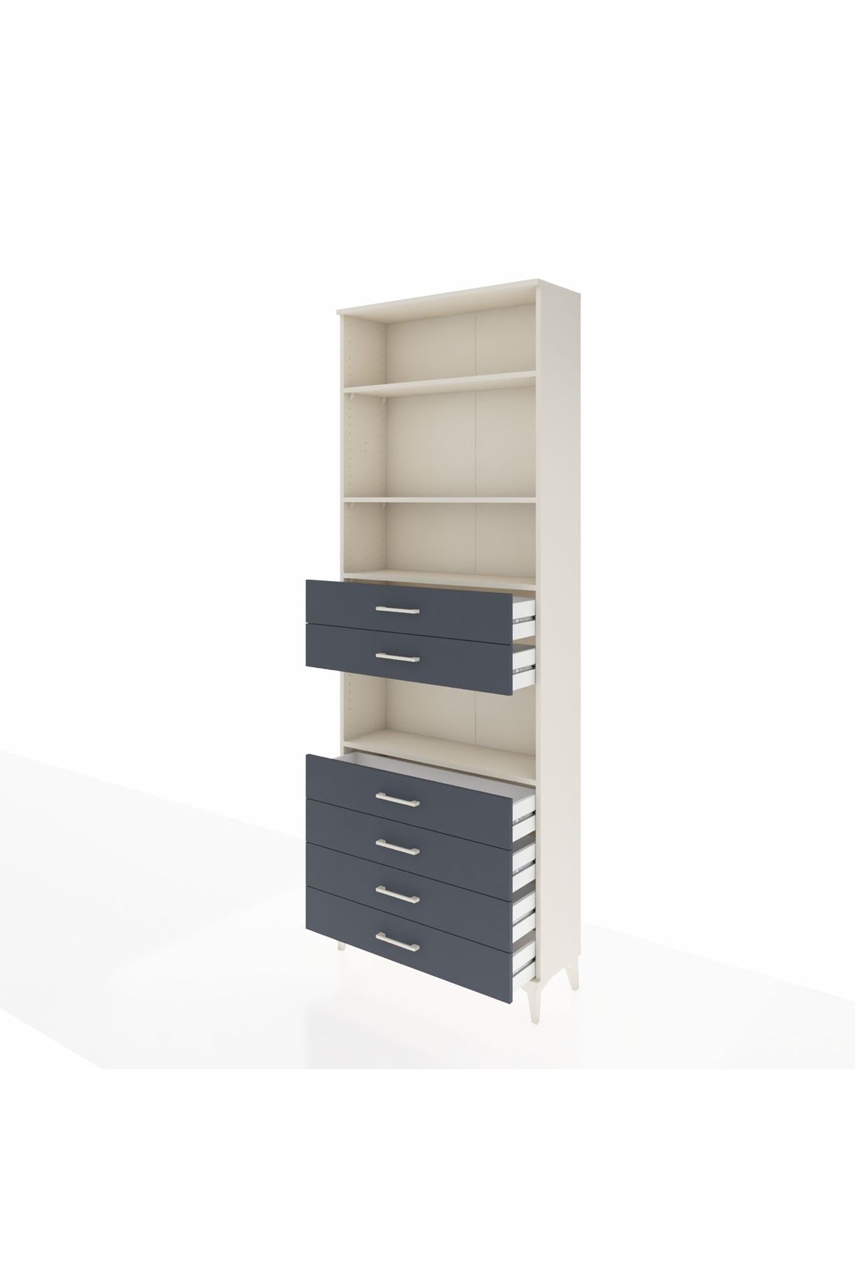 Arges Dolap 4 Raflı 6 Çekmeceli 88x30x243 Aytaşı-Antrasit