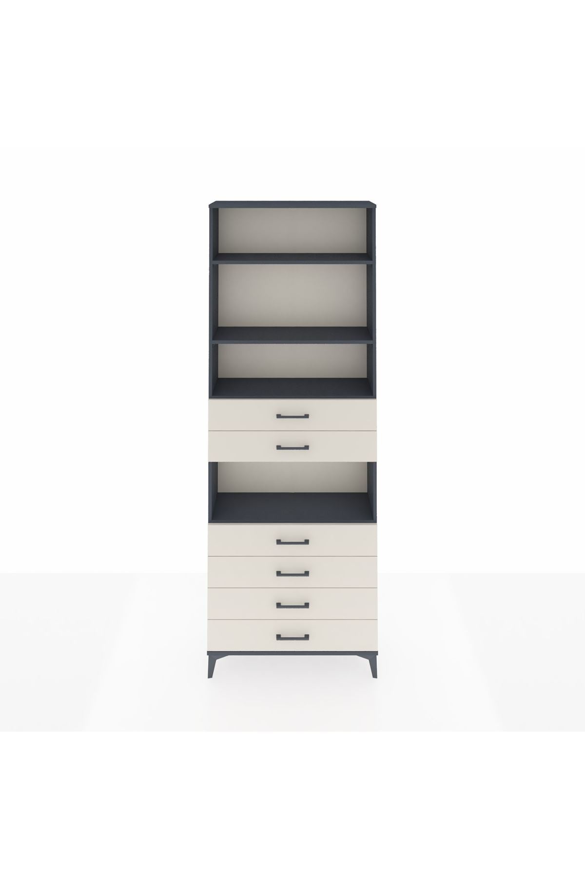 Arges Dolap 4 Raflı 6 Çekmeceli 88x30x243 Antrasit-Aytaşı