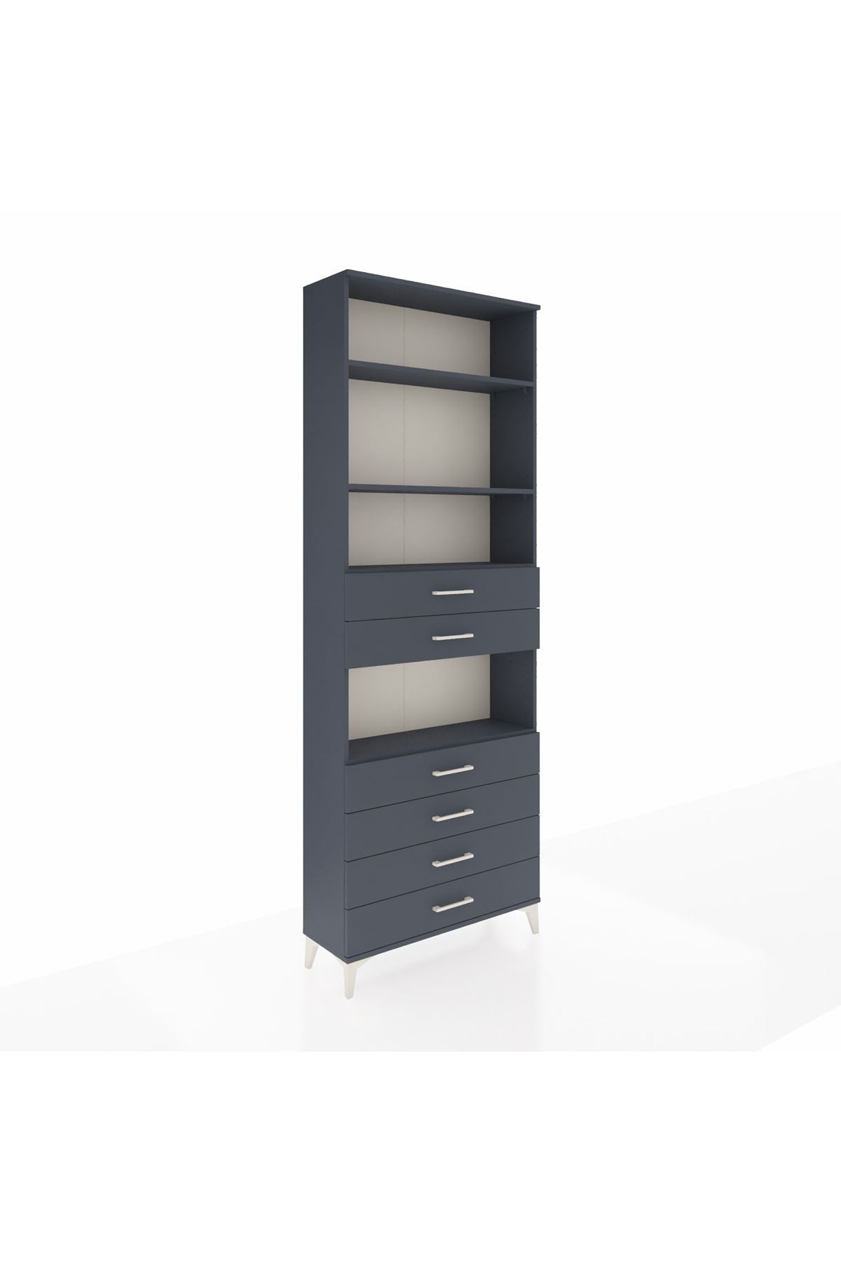 Arges Dolap 4 Raflı 6 Çekmeceli 88x30x243 Antrasit-Antrasit