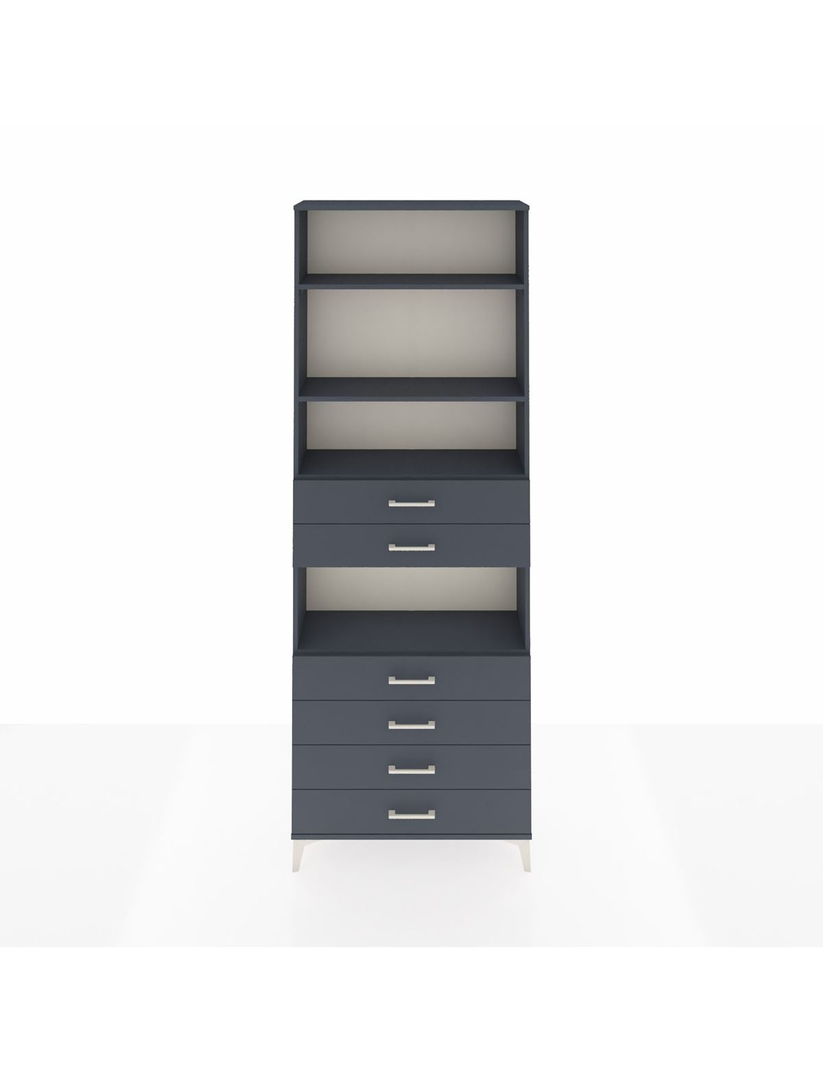 Arges Dolap 4 Raflı 6 Çekmeceli 88x30x243 Antrasit-Antrasit