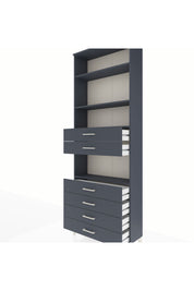 Arges Dolap 4 Raflı 6 Çekmeceli 88x30x243 Antrasit-Antrasit