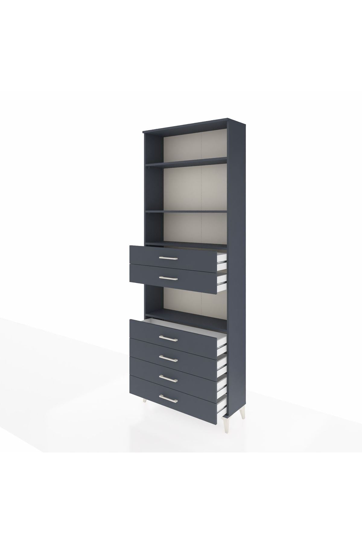 Arges Dolap 4 Raflı 6 Çekmeceli 88x30x243 Antrasit-Antrasit