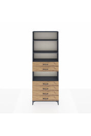 Arges Dolap 4 Raflı 6 Çekmeceli 88x30x243 Antrasit-Çam