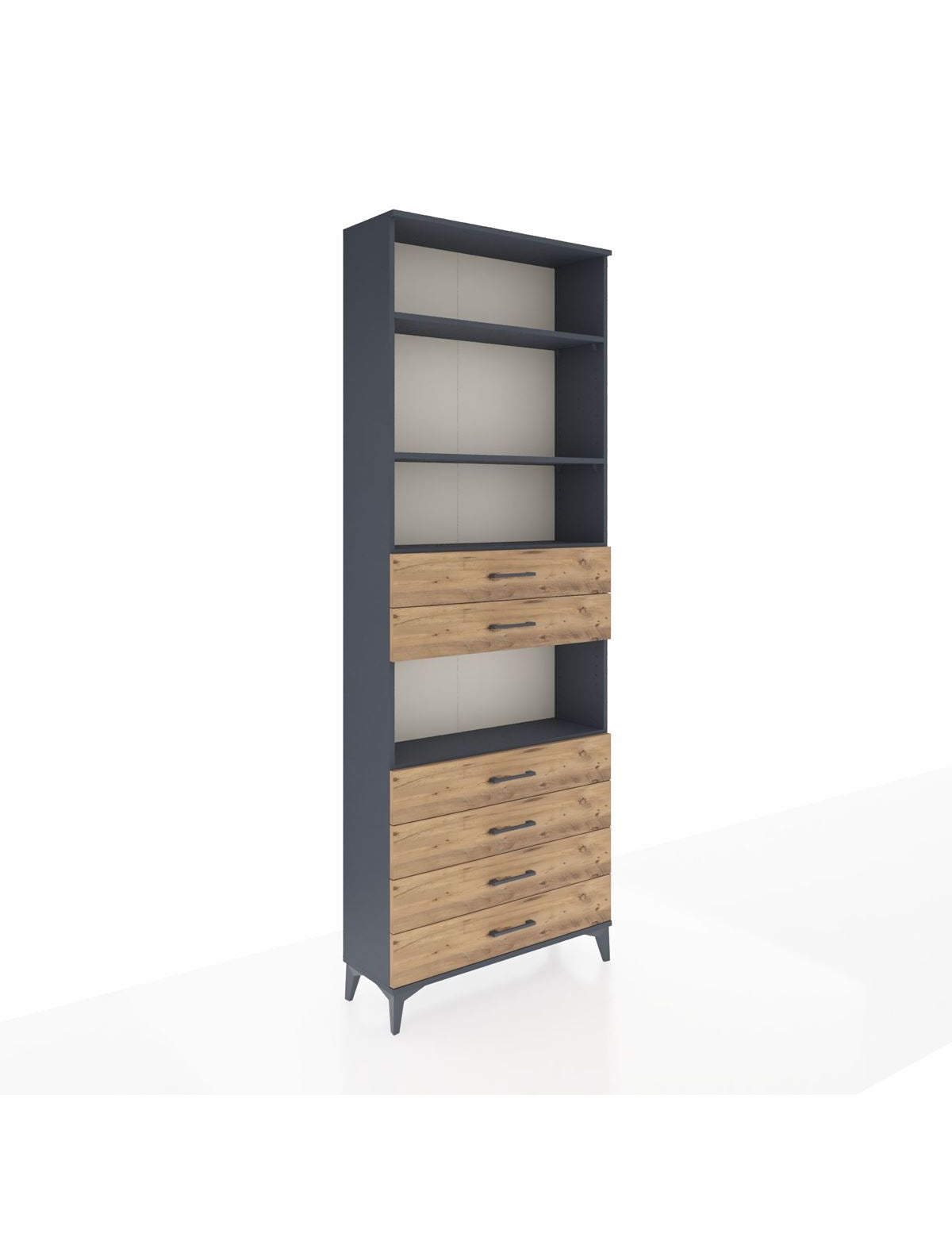 Arges Dolap 4 Raflı 6 Çekmeceli 88x30x243 Antrasit-Çam