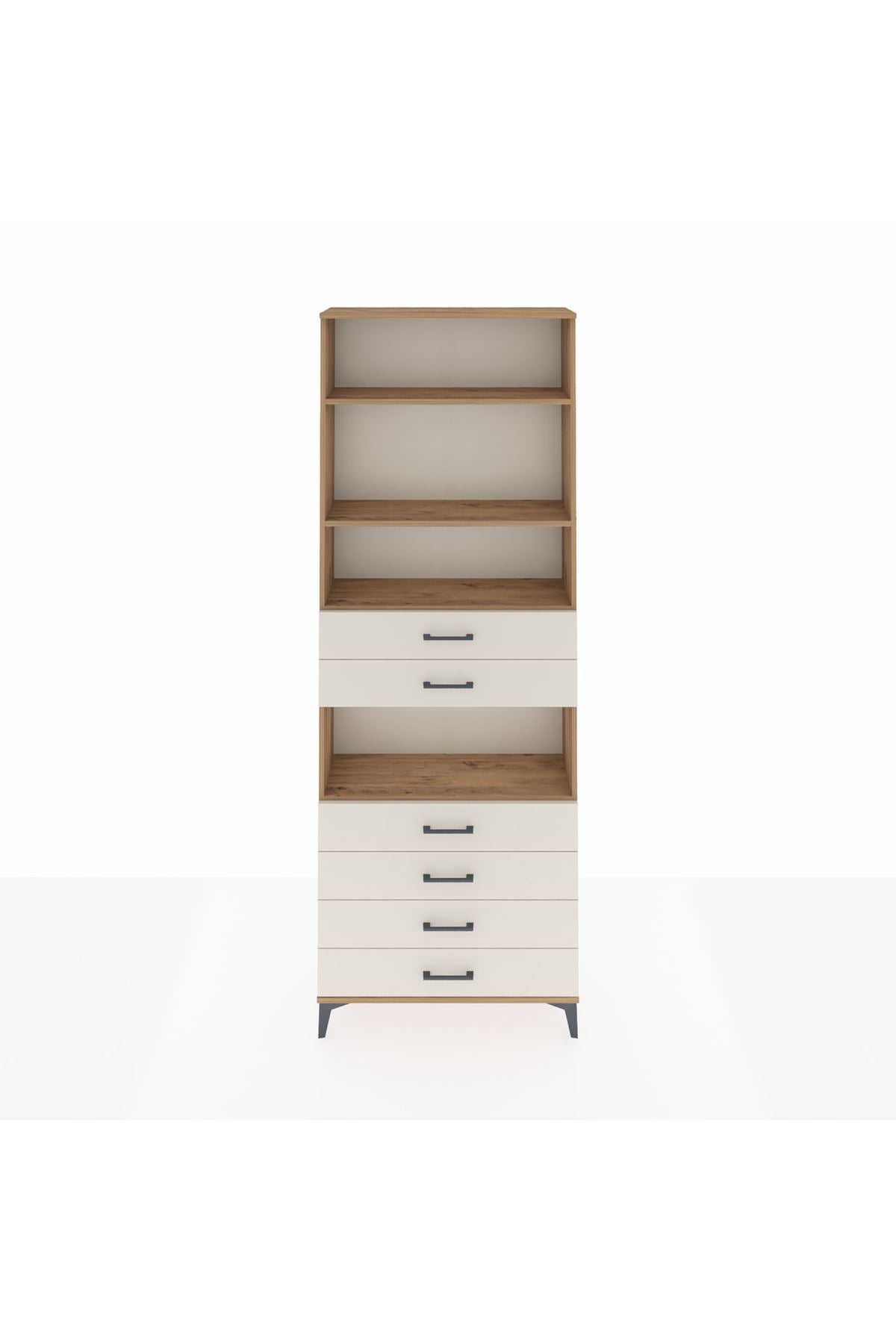 Arges Dolap 4 Raflı 6 Çekmeceli 88x30x243 Çam-Aytaşı