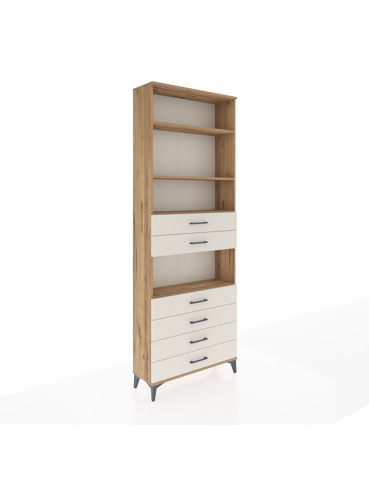 Arges Dolap 4 Raflı 6 Çekmeceli 88x30x243 Çam-Aytaşı