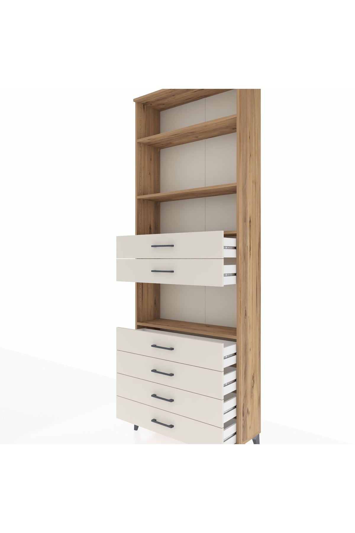 Arges Dolap 4 Raflı 6 Çekmeceli 88x30x243 Çam-Aytaşı