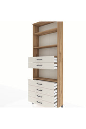 Arges Dolap 4 Raflı 6 Çekmeceli 88x30x243 Çam-Aytaşı