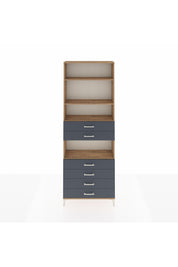 Arges Dolap 4 Raflı 6 Çekmeceli 88x30x243 Çam-Antrasit