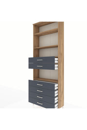 Arges Dolap 4 Raflı 6 Çekmeceli 88x30x243 Çam-Antrasit