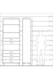 Arges Dolap 4 Raflı 6 Çekmeceli 88x30x243 Çam-Antrasit