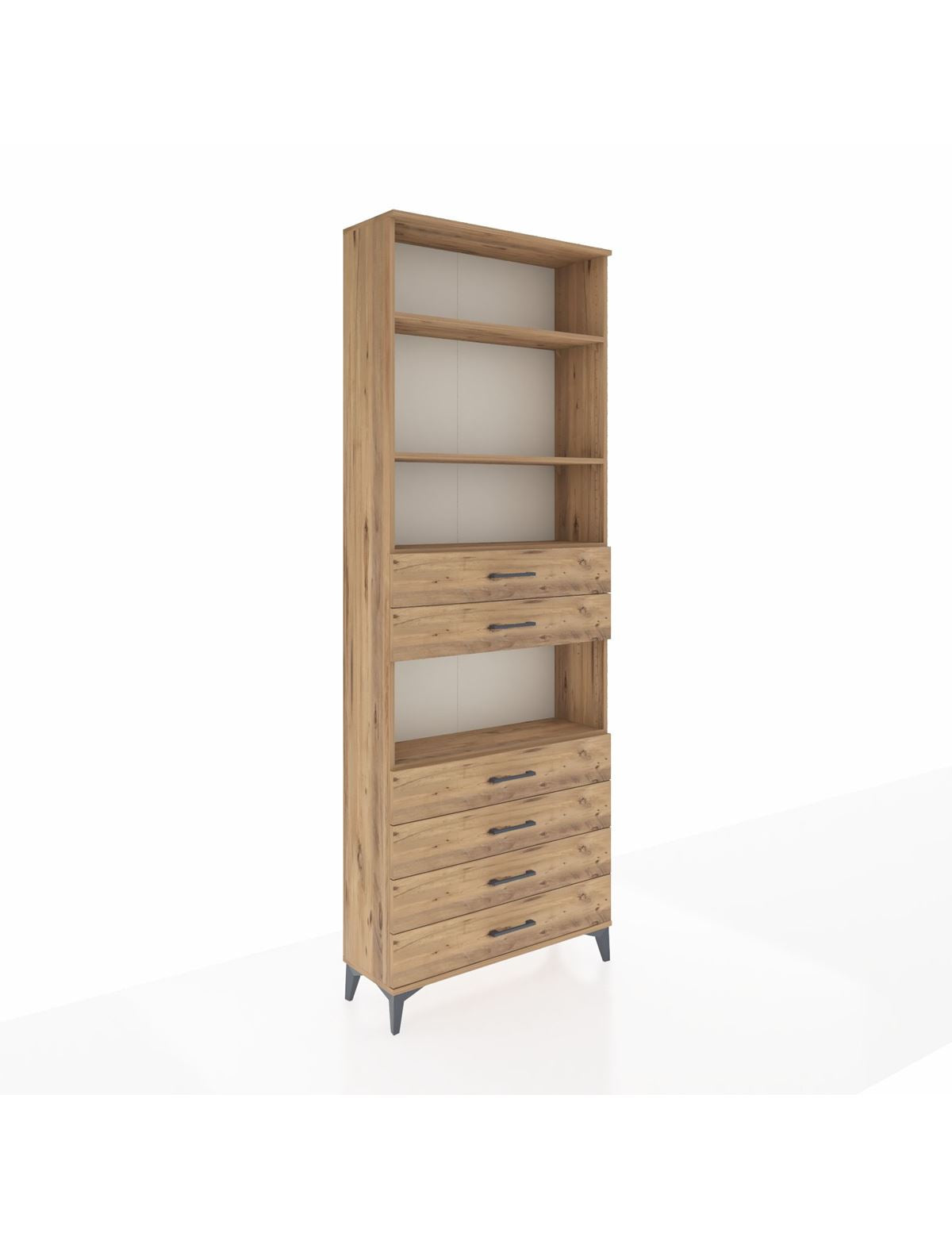 Arges Dolap 4 Raflı 6 Çekmeceli 88x30x243 Çam-Çam