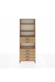 Arges Dolap 4 Raflı 6 Çekmeceli 88x30x243 Çam-Çam