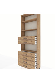 Arges Dolap 4 Raflı 6 Çekmeceli 88x30x243 Çam-Çam