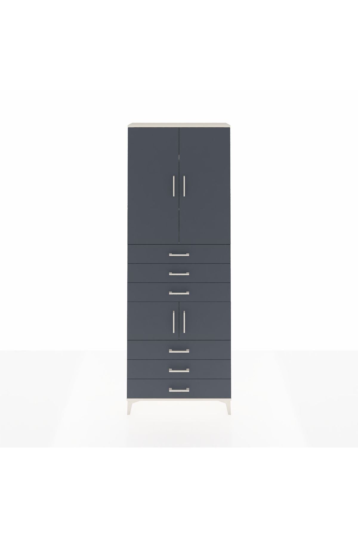 Arges Dolap 4 Raflı 6 Çekmeceli 4 Kapaklı 88x30x243 Aytaşı-Antrasit