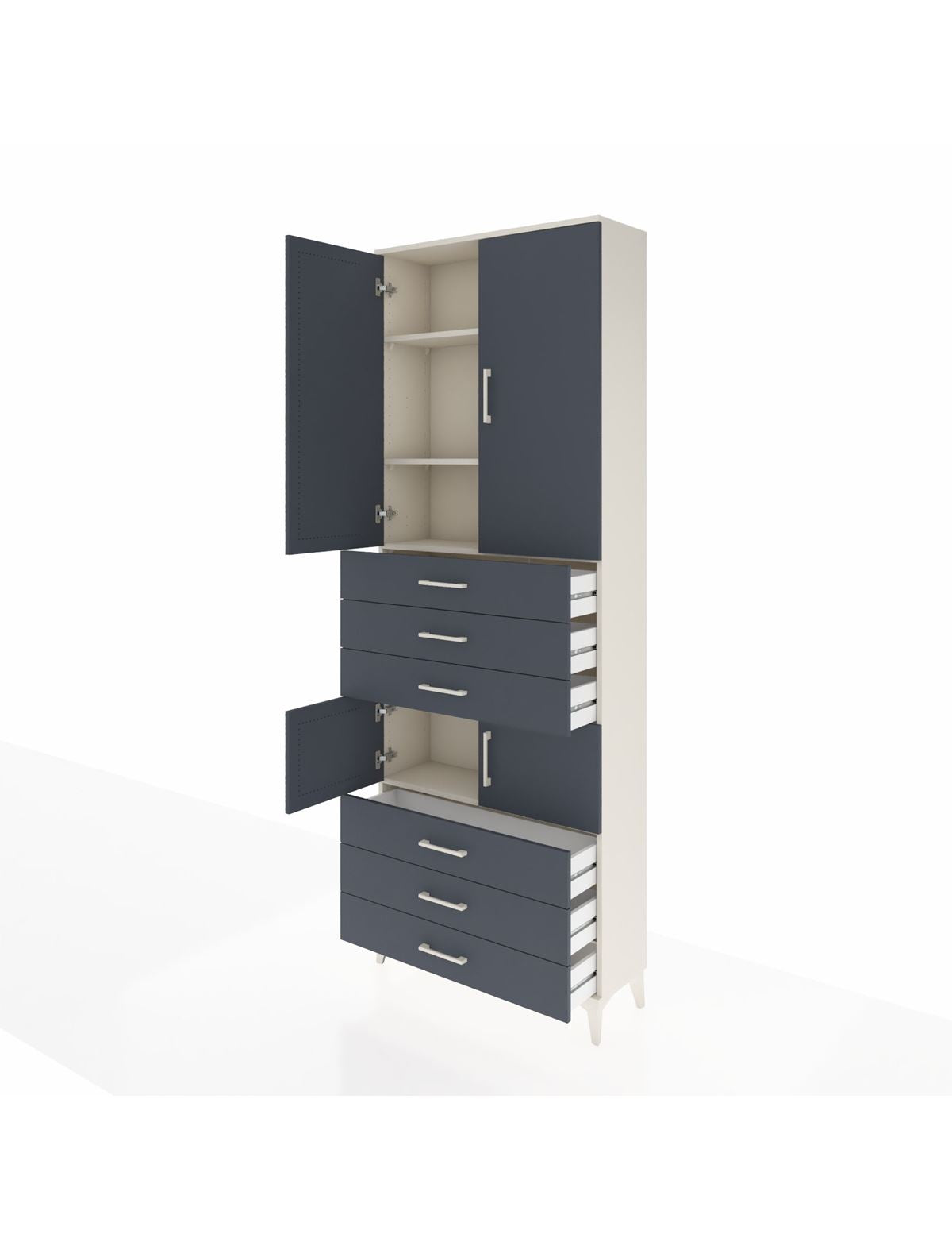 Arges Dolap 4 Raflı 6 Çekmeceli 4 Kapaklı 88x30x243 - S33M219V2A