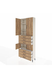 Arges Dolap 4 Raflı 6 Çekmeceli 4 Kapaklı 88x30x243 Aytaşı-Çam