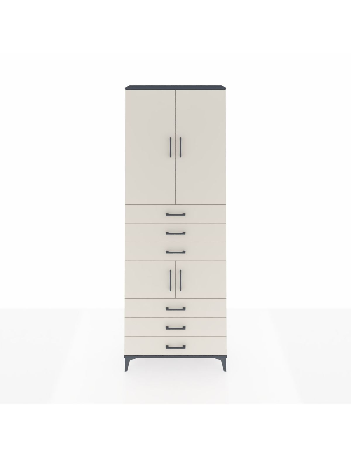 Arges Dolap 4 Raflı 6 Çekmeceli 4 Kapaklı 88x30x243 Antrasit-Aytaşı