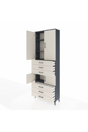 Arges Dolap 4 Raflı 6 Çekmeceli 4 Kapaklı 88x30x243 Antrasit-Aytaşı