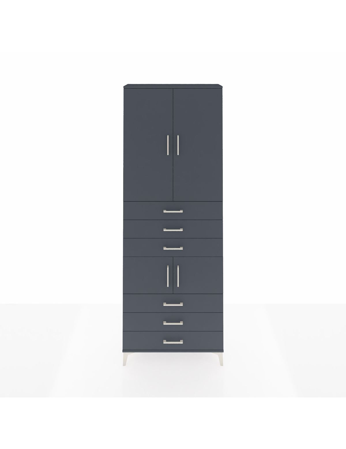 Arges Dolap 4 Raflı 6 Çekmeceli 4 Kapaklı 88x30x243 Antrasit-Antrasit