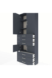 Arges Dolap 4 Raflı 6 Çekmeceli 4 Kapaklı 88x30x243 Antrasit-Antrasit