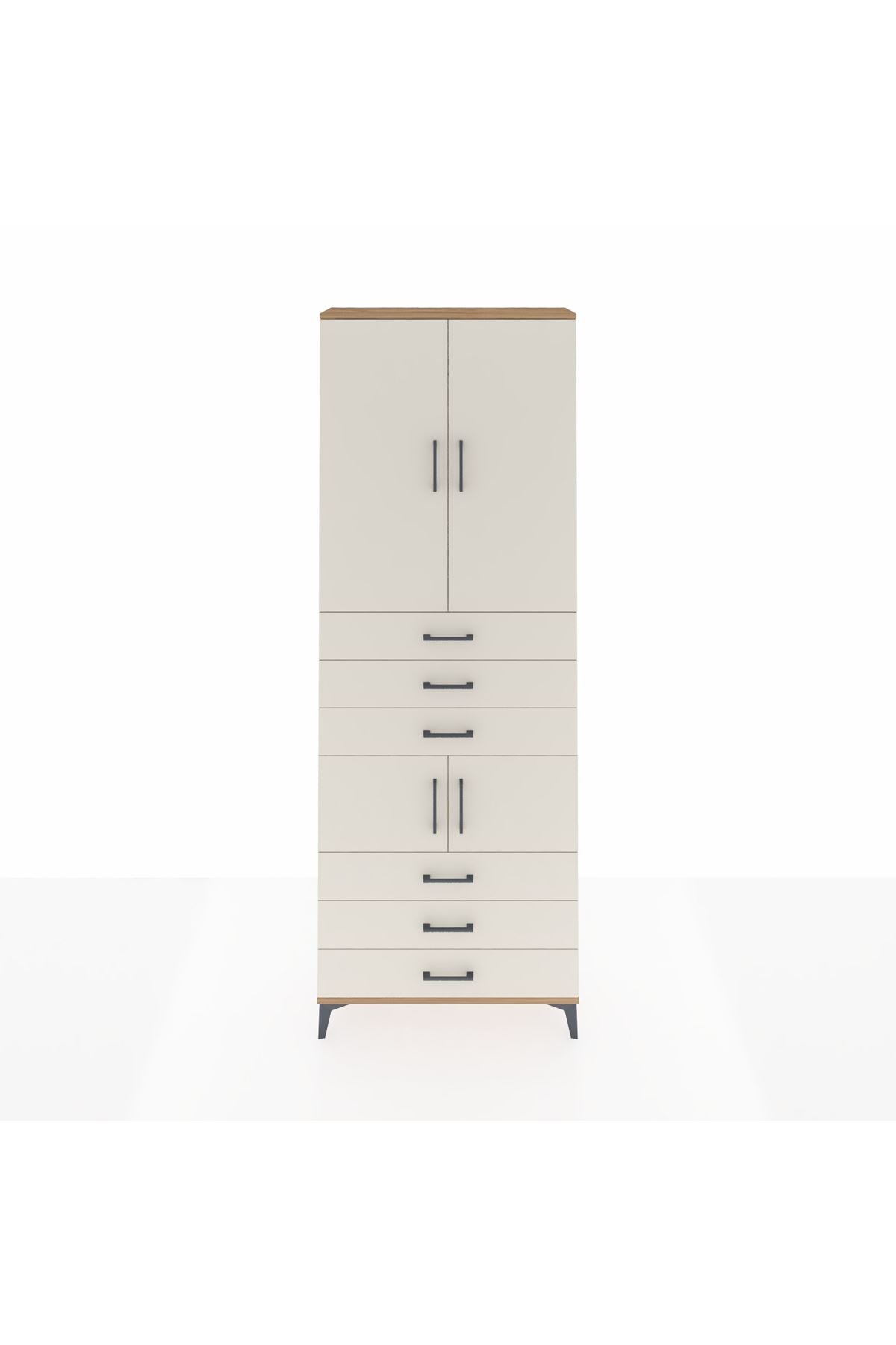 Arges Dolap 4 Raflı 6 Çekmeceli 4 Kapaklı 88x30x243 Çam-Aytaşı