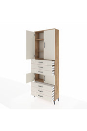Arges Dolap 4 Raflı 6 Çekmeceli 4 Kapaklı 88x30x243 Çam-Aytaşı