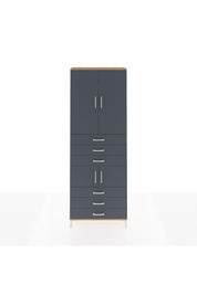 Arges Dolap 4 Raflı 6 Çekmeceli 4 Kapaklı 88x30x243 Çam-Antrasit