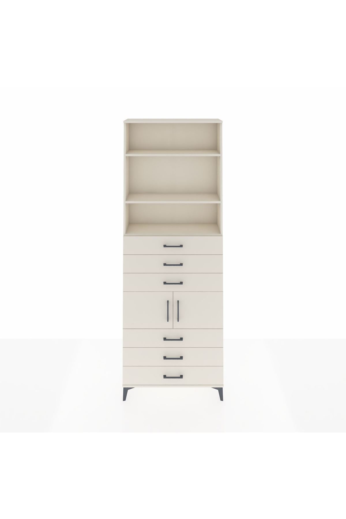 Arges Dolap 4 Raflı 6 Çekmeceli 2 Kapaklı 88x30x243 Aytaşı-Aytaşı