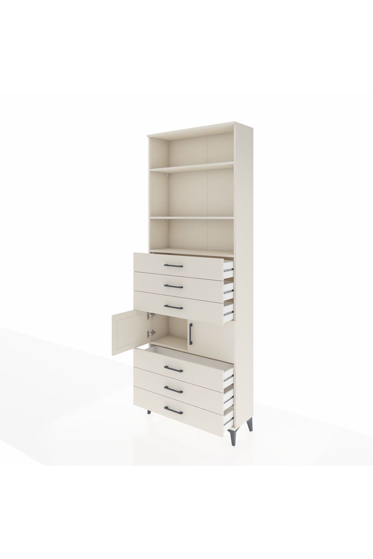 Arges Dolap 4 Raflı 6 Çekmeceli 2 Kapaklı 88x30x243 Aytaşı-Aytaşı