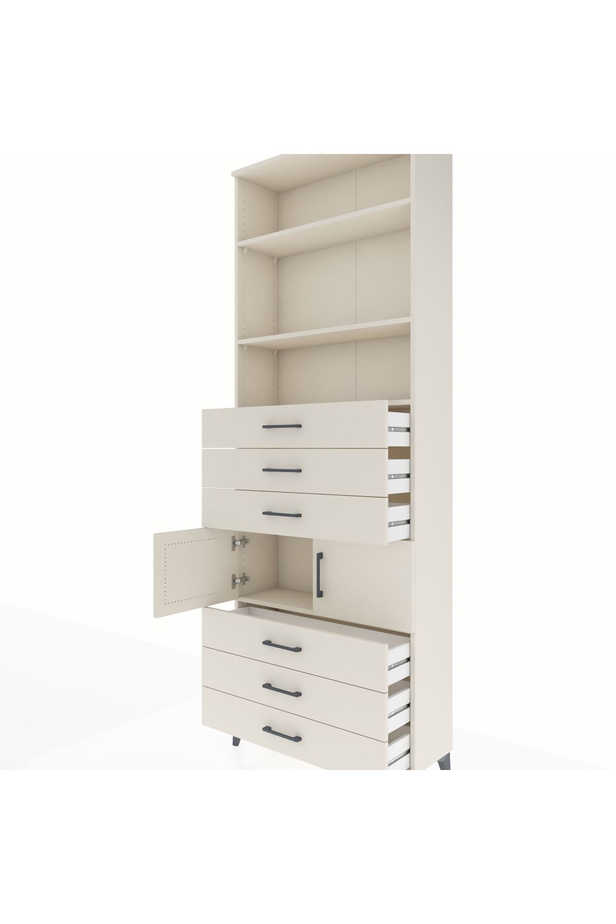 Arges Dolap 4 Raflı 6 Çekmeceli 2 Kapaklı 88x30x243 Aytaşı-Aytaşı