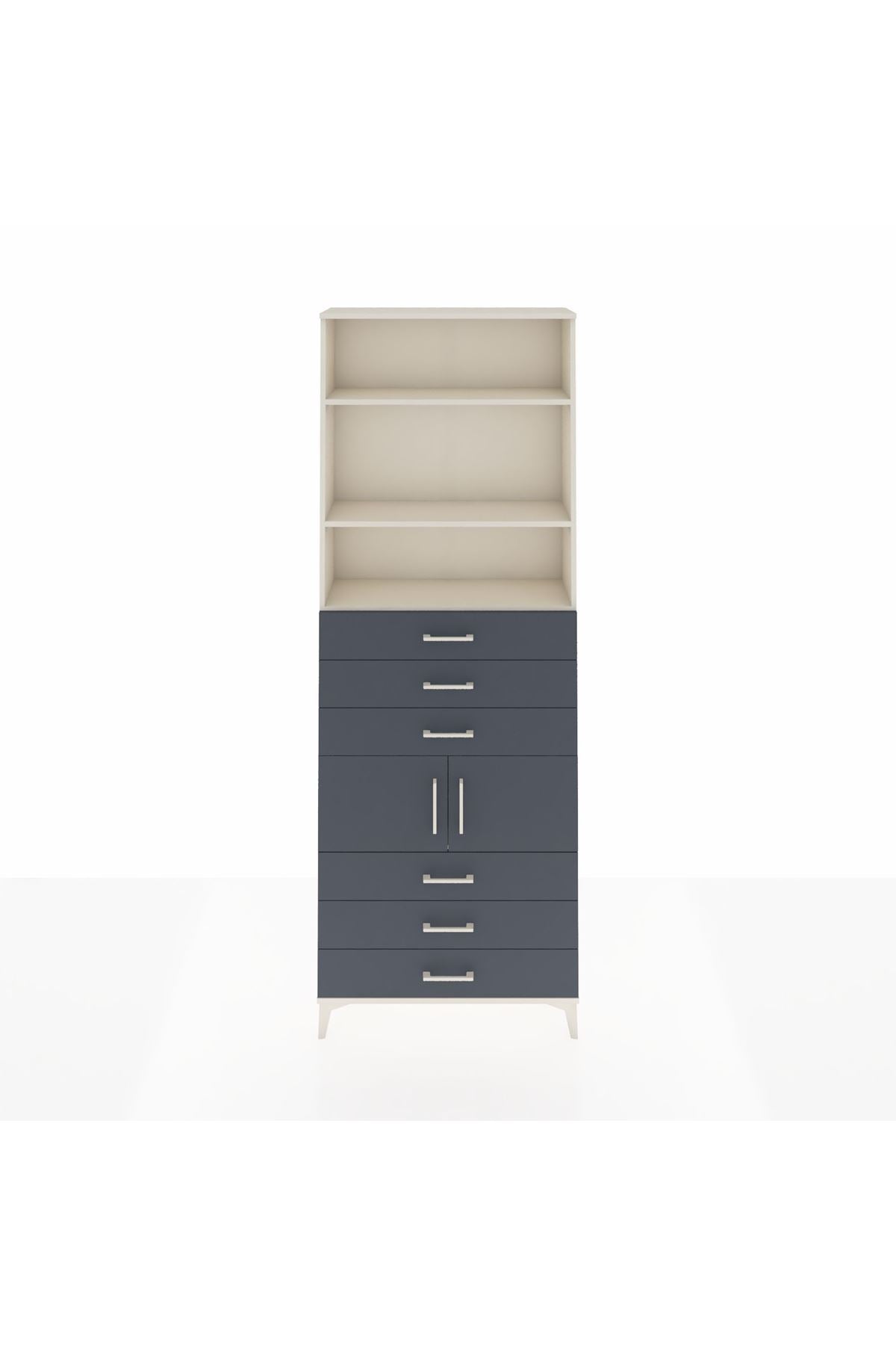 Arges Dolap 4 Raflı 6 Çekmeceli 2 Kapaklı 88x30x243 Aytaşı-Antrasit