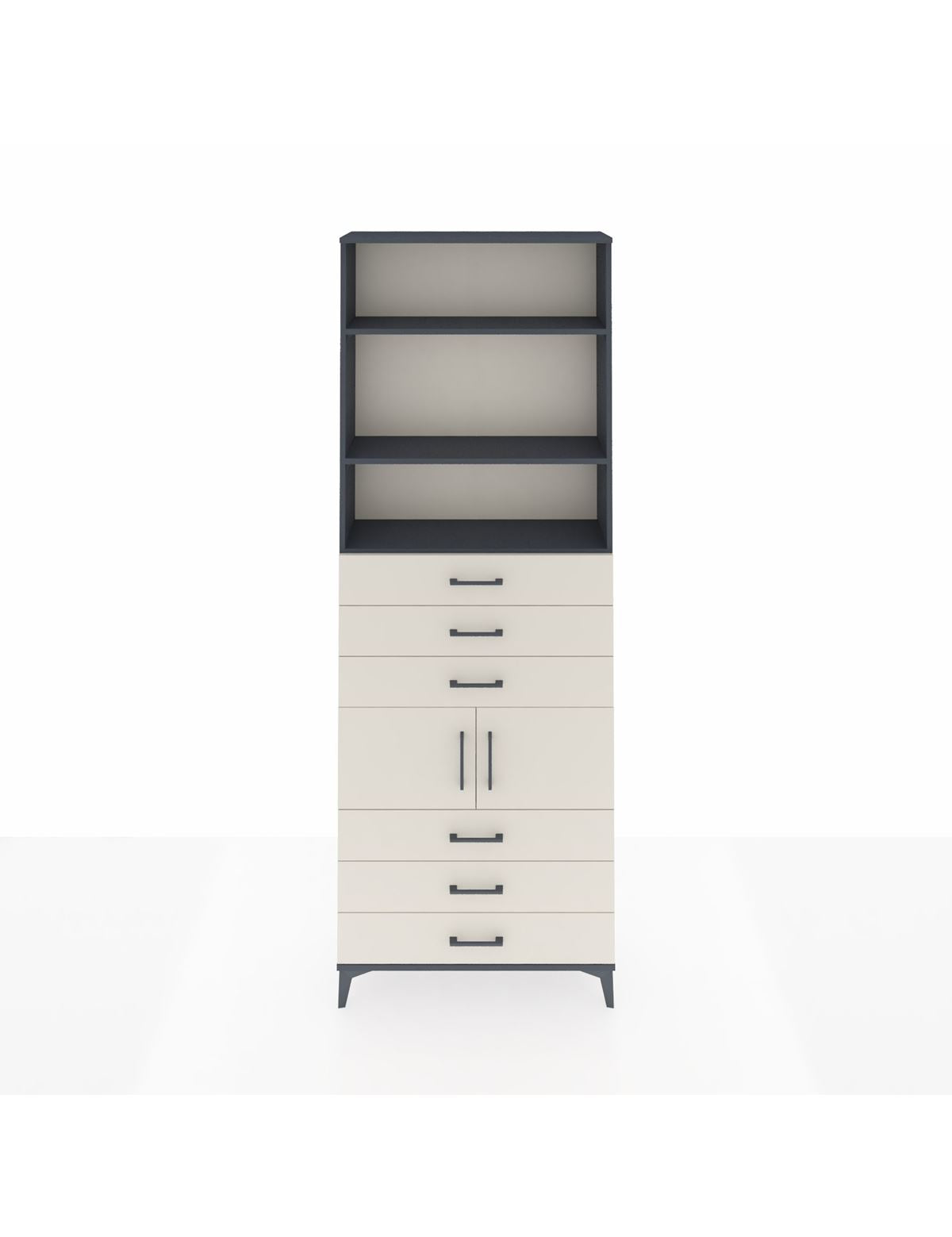 Arges Dolap 4 Raflı 6 Çekmeceli 2 Kapaklı 88x30x243 Antrasit-Aytaşı