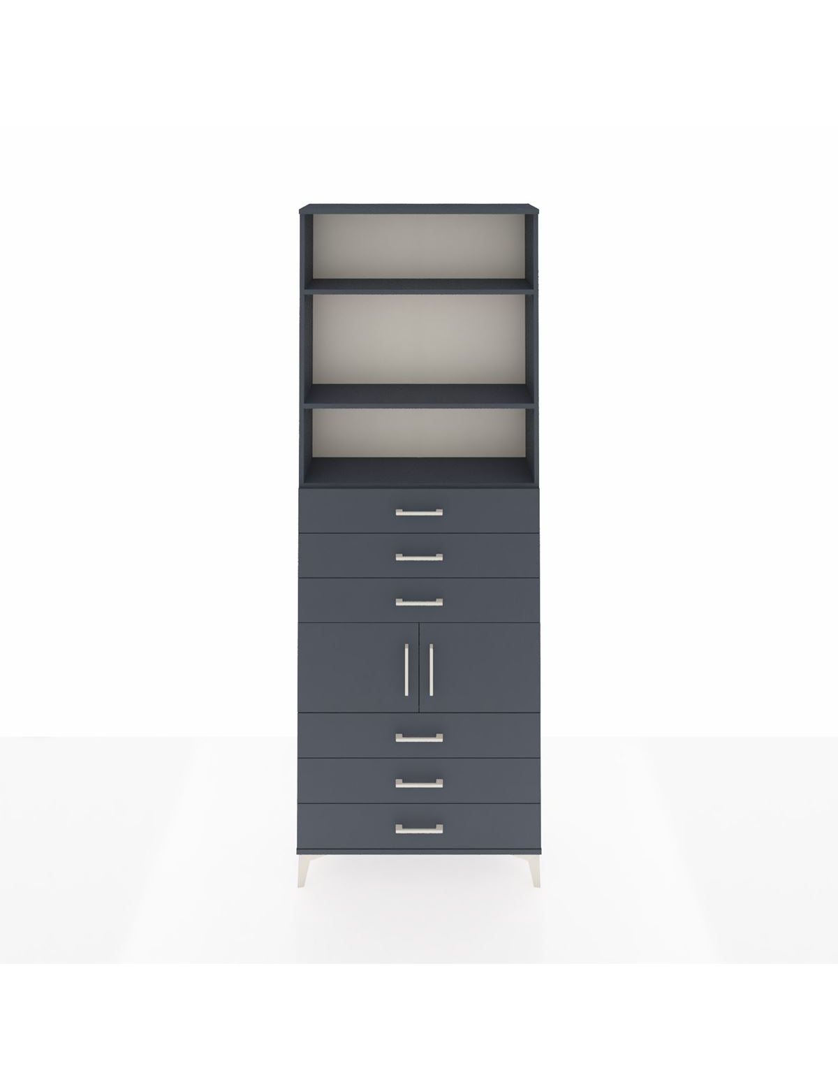 Arges Dolap 4 Raflı 6 Çekmeceli 2 Kapaklı 88x30x243 Antrasit-Antrasit
