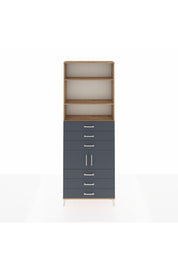 Arges Dolap 4 Raflı 6 Çekmeceli 2 Kapaklı 88x30x243 Çam-Antrasit