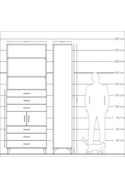 Arges Dolap 4 Raflı 6 Çekmeceli 2 Kapaklı 88x30x243 Çam-Aytaşı