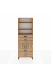 Arges Dolap 4 Raflı 6 Çekmeceli 2 Kapaklı 88x30x243 Çam-Çam