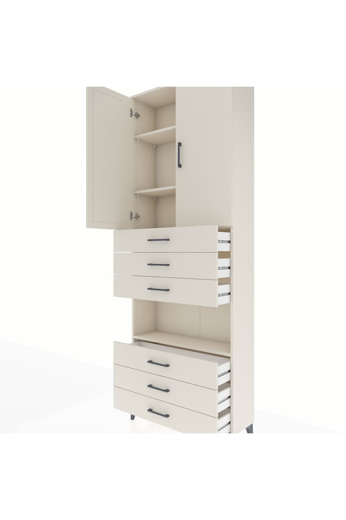 Arges Dolap 4 Raflı 6 Çekmeceli 2 Kapaklı 88x30x243 Aytaşı-Aytaşı