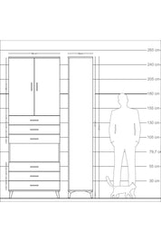 Arges Dolap 4 Raflı 6 Çekmeceli 2 Kapaklı 88x30x243 Aytaşı-Aytaşı