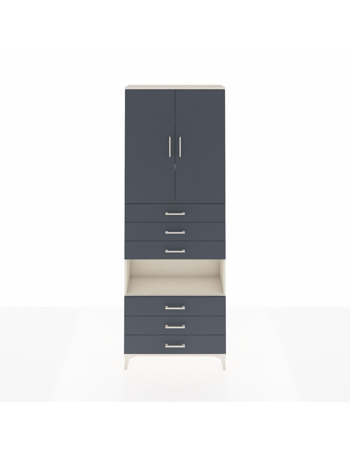 Arges Dolap 4 Raflı 6 Çekmeceli 2 Kapaklı 88x30x243 Aytaşı-Antrasit