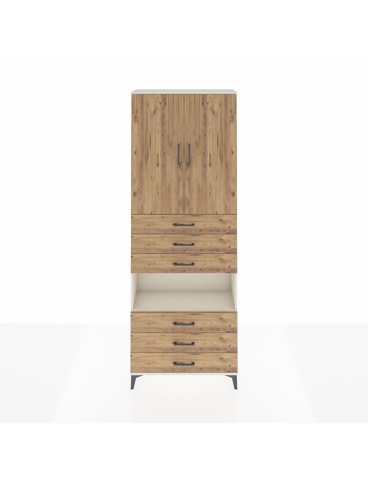 Arges Dolap 4 Raflı 6 Çekmeceli 2 Kapaklı 88x30x243 Aytaşı-Çam