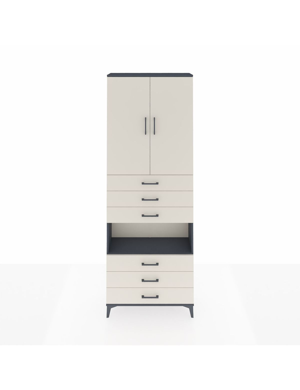 Arges Dolap 4 Raflı 6 Çekmeceli 2 Kapaklı 88x30x243 Antrasit-Aytaşı