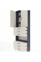 Arges Dolap 4 Raflı 6 Çekmeceli 2 Kapaklı 88x30x243 Antrasit-Aytaşı