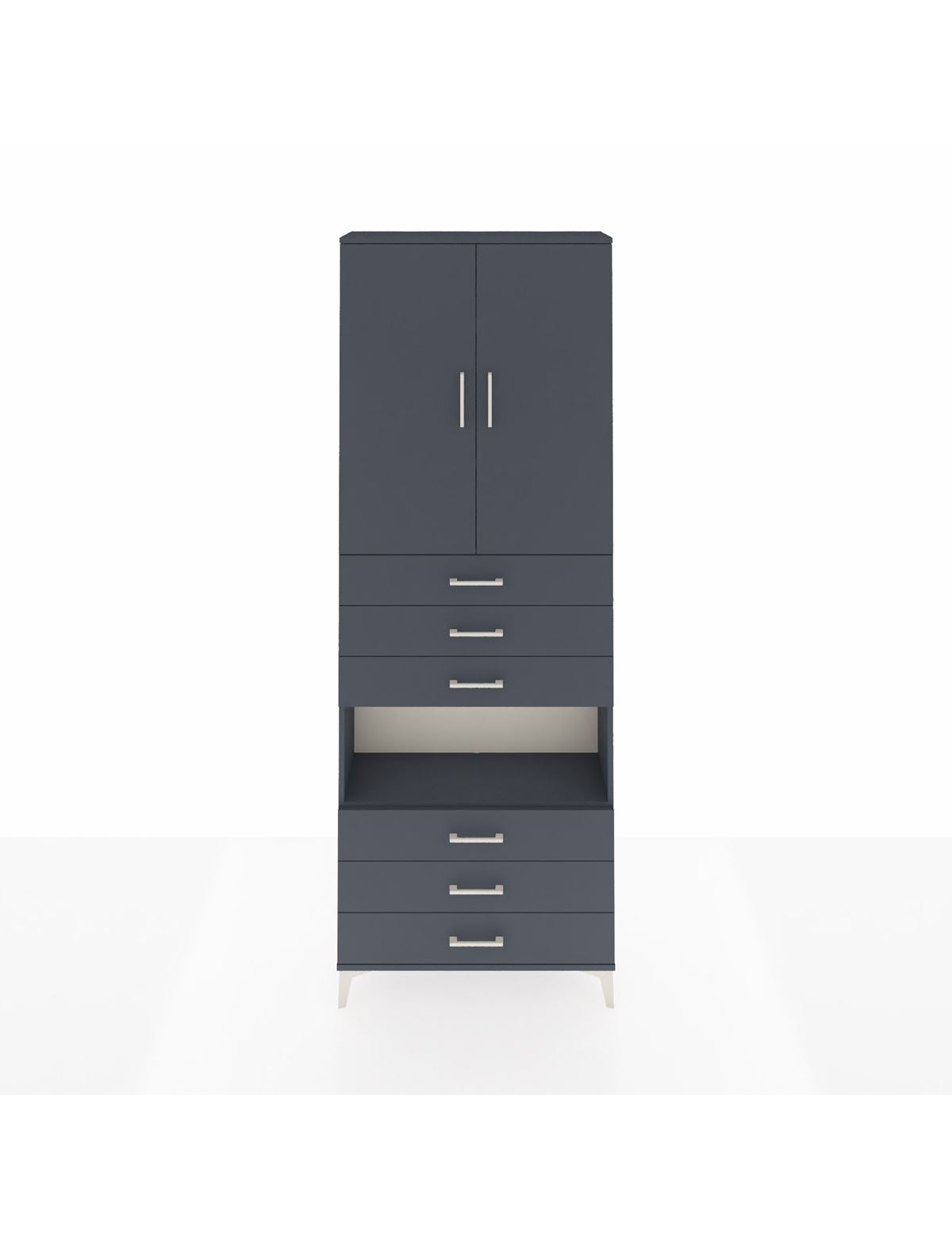 Arges Dolap 4 Raflı 6 Çekmeceli 2 Kapaklı 88x30x243 Antrasit-Antrasit