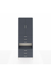 Arges Dolap 4 Raflı 6 Çekmeceli 2 Kapaklı 88x30x243 Antrasit-Antrasit