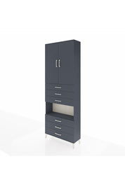 Arges Dolap 4 Raflı 6 Çekmeceli 2 Kapaklı 88x30x243 Antrasit-Antrasit